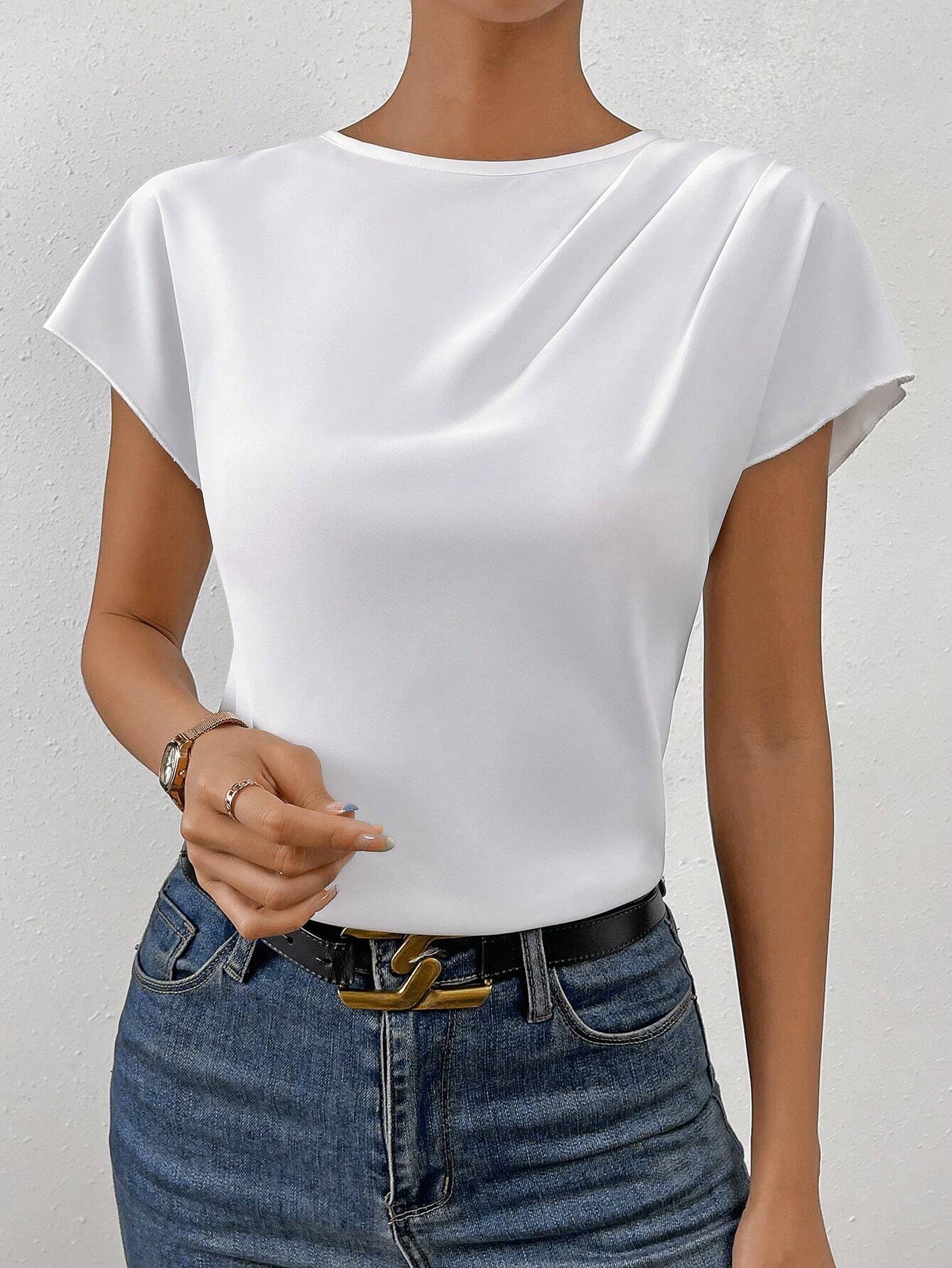 Essnce Solid Batwing Sleeve Blouse