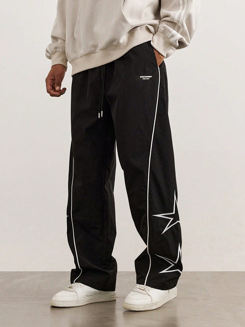 Loose-Fit Star Graphic Street Pants for Men