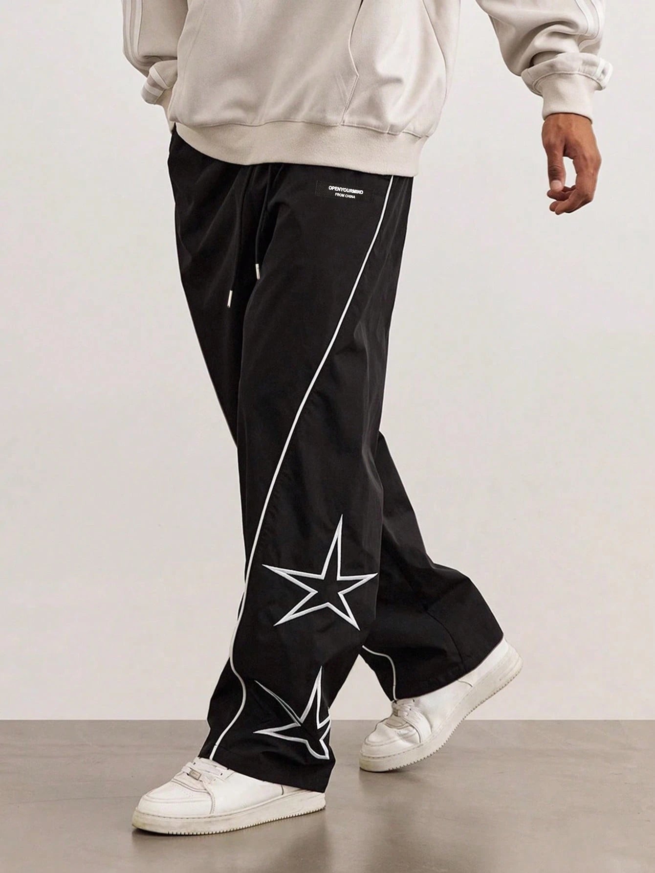 Loose-Fit Star Graphic Street Pants for Men