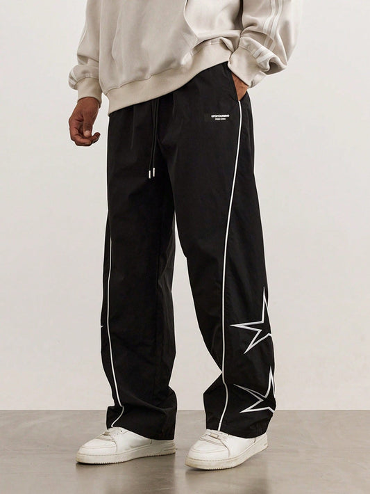 Loose-Fit Star Graphic Street Pants for Men