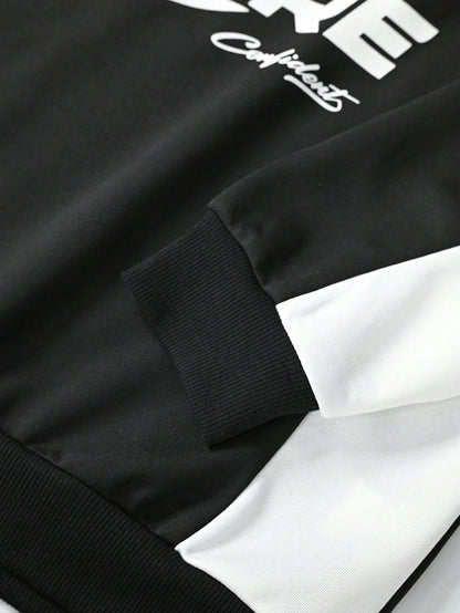 Bold “SINCERE” Graphic Colorblock Sweatshirt
